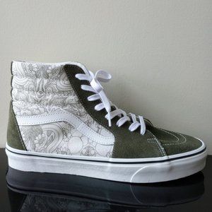 Vans Olive and White Patterned High-Tops